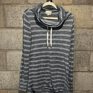 Olive & Oak Blue Striped Cowl Neck Sweater